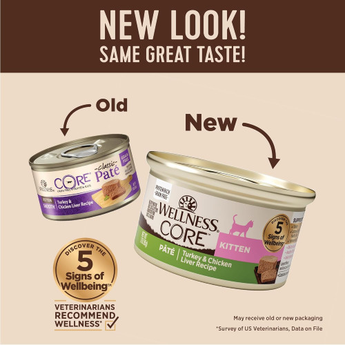 (新包裝 升級版) Wellness CORE WC1 Kitten Pate : Turkey & Chicken Liver Recipe 5.5oz (7925) 幼貓 火雞拼雞肝 無穀物 經典肉醬主食罐 